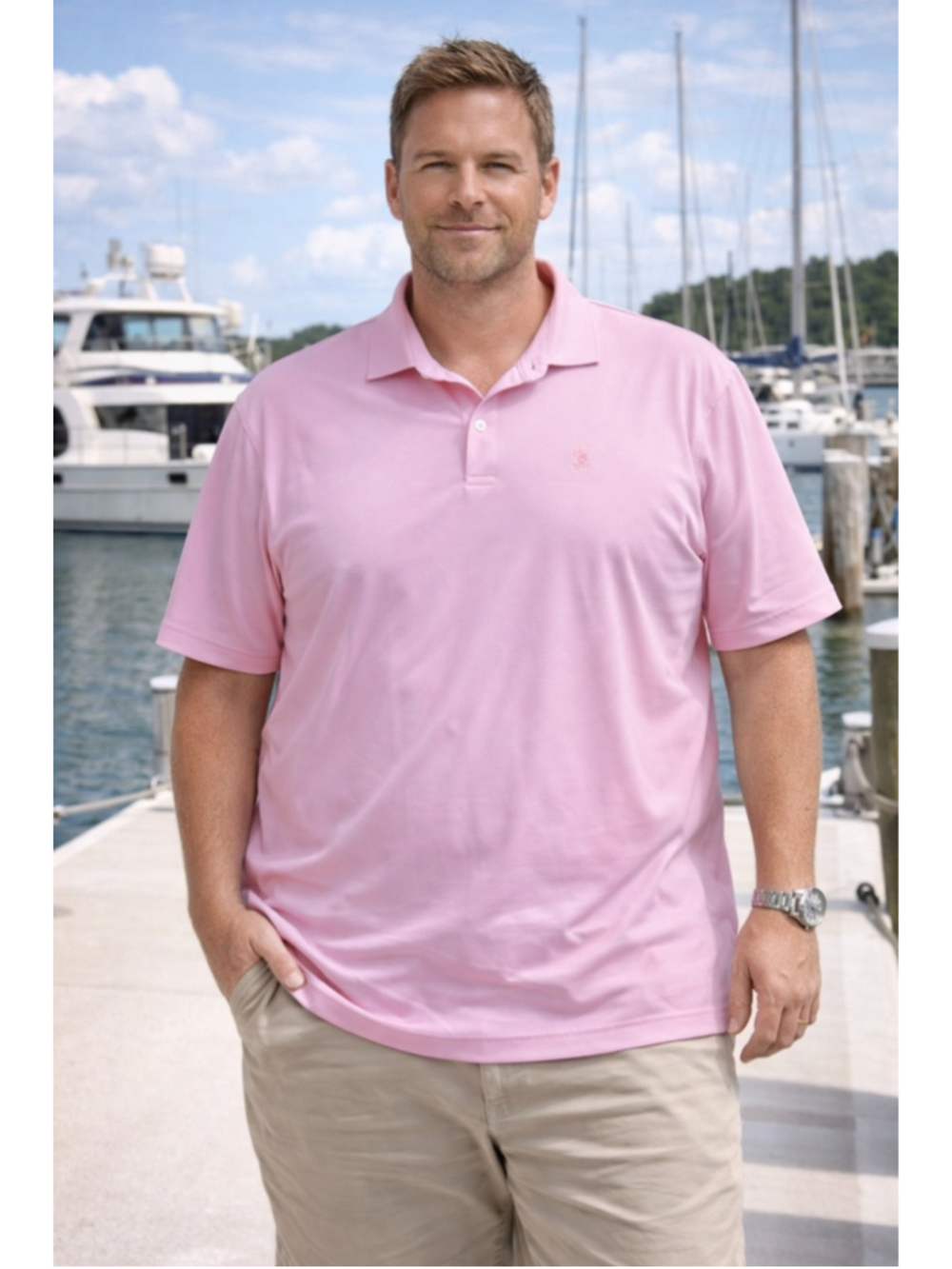 Men's Turtleson Pink Polo Shirt XL Fall